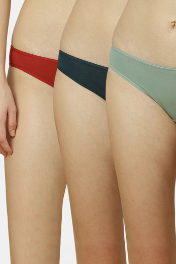 Buy Triumph Medium Rise Three-Fourth Coverage Bikini Panty (Pack of 3) - Assorted